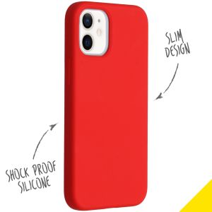 Accezz Liquid Silicone Backcover iPhone 12 Mini - Rood