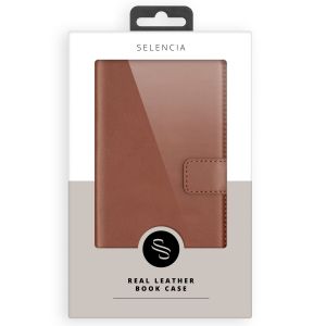 Selencia Echt Lederen Bookcase Samsung Galaxy A42 - Lichtbruin