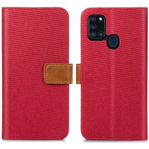 iMoshion Luxe Canvas Bookcase Samsung Galaxy A21s - Rood