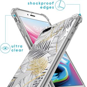 iMoshion Design hoesje met koord iPhone 8 Plus / 7 Plus - Bladeren - Zwart / Goud