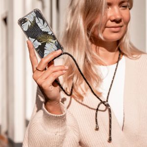 iMoshion Design hoesje met koord iPhone 8 Plus / 7 Plus - Bladeren - Zwart / Goud