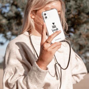 iMoshion Design hoesje met koord iPhone 12 (Pro) - Live Laugh Love - Zwart