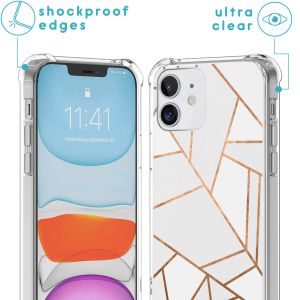 iMoshion Design hoesje met koord iPhone 12 Mini - Grafisch Koper - Wit / Goud