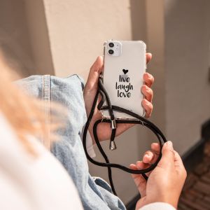 iMoshion Design hoesje met koord iPhone SE (2022 / 2020) / 8 / 7 - Live Laugh Love - Zwart