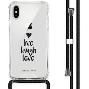 iMoshion Design hoesje met koord iPhone X / Xs - Live Laugh Love - Zwart