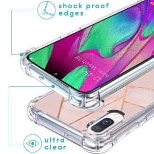 iMoshion Design hoesje met koord Samsung Galaxy A40 - Grafisch Koper - Roze / Goud