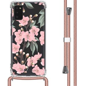 iMoshion Design hoesje met koord Samsung Galaxy A41 - Bloem - Roze / Groen