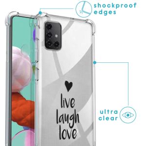 iMoshion Design hoesje met koord Samsung Galaxy A51 - Live Laugh Love - Zwart
