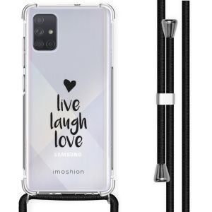 iMoshion Design hoesje met koord Samsung Galaxy A71 - Live Laugh Love - Zwart