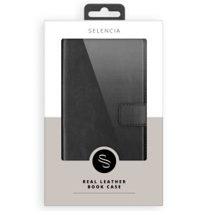 Selencia Echt Lederen Bookcase Samsung Galaxy A21s - Zwart