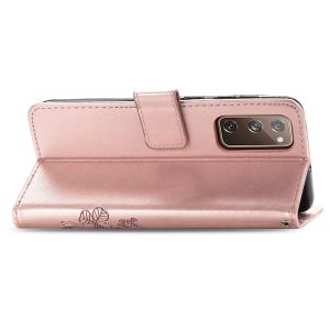 Klavertje Bloemen Bookcase Samsung Galaxy S20 FE - Rosé Goud