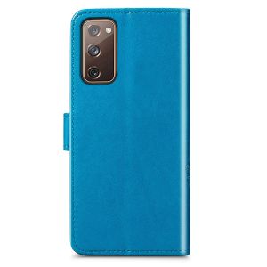 Klavertje Bloemen Bookcase Samsung Galaxy S20 FE - Turquoise