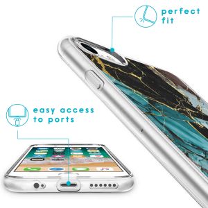 iMoshion Design hoesje iPhone SE (2022 / 2020) / 8 / 7 / 6s - Marmer - Blauw