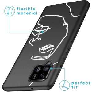 iMoshion Design hoesje Samsung Galaxy A42 - Abstract Gezicht - Wit