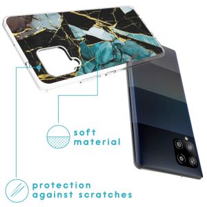 iMoshion Design hoesje Samsung Galaxy A42 - Marmer - Gebroken Blauw