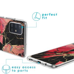iMoshion Design hoesje Samsung Galaxy A51 - Marmer - Gebroken Rood