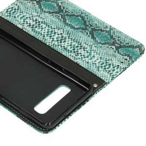 Slangenprint Bookcase Samsung Galaxy S10 - Groen