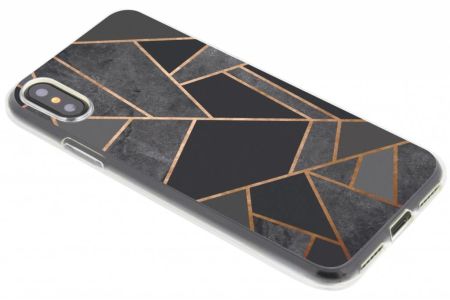 Design Backcover iPhone X / Xs - Grafisch Zwart / Koper