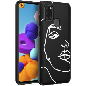 iMoshion Design hoesje Samsung Galaxy A21s - Abstract Gezicht - Wit