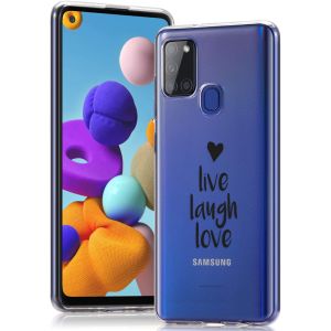 iMoshion Design hoesje voor de Samsung A21s - Live Laugh Love - Zwart