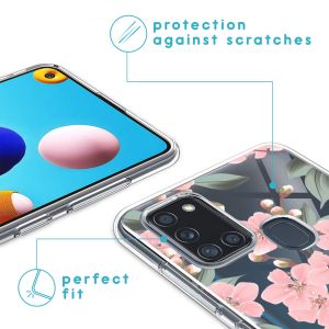 iMoshion Design hoesje Samsung Galaxy A21s - Bloem - Roze / Groen