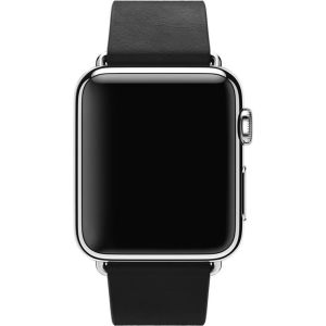 Apple Leather Band Modern Buckle Apple Watch Series 1-9 / SE - 38/40/41 mm - Maat L - Zwart