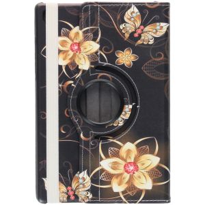 360° Draaibare Design Bookcase Galaxy Tab A7 - Bloemen Goud