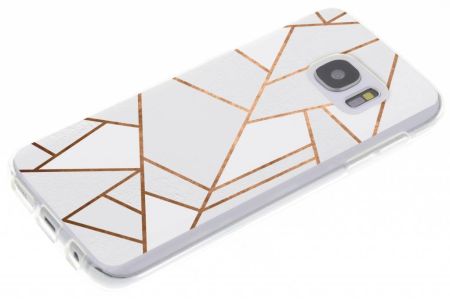 Design Backcover Samsung Galaxy S7 - Grafisch Wit / Koper