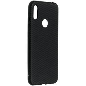 Carbon Softcase Backcover Huawei Y6 (2019) - Zwart