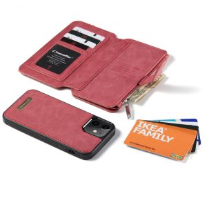 CaseMe Luxe 2 in 1 Portemonnee Bookcase iPhone 12 Mini - Rood