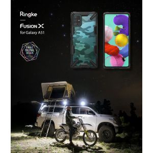 Ringke Fusion X Design Backcover Samsung Galaxy A51 - Camo Zwart