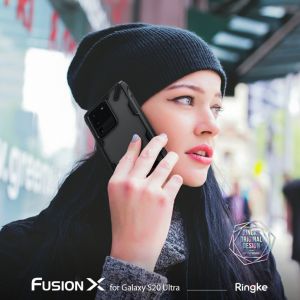 Ringke Fusion X Backcover Samsung Galaxy S20 Ultra - Zwart