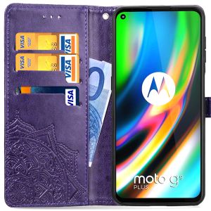 Mandala Bookcase Motorola Moto G9 Plus - Paars