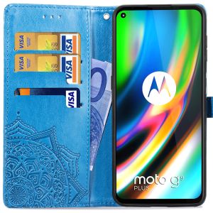 Mandala Bookcase Motorola Moto G9 Plus - Turquoise