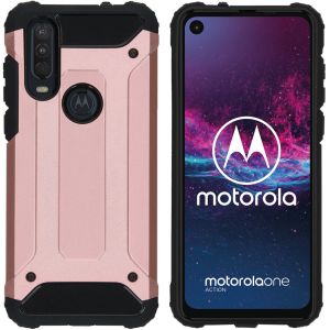 iMoshion Rugged Xtreme Backcover Motorola One Action - Rosé Goud