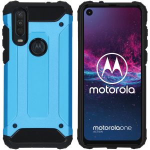 iMoshion Rugged Xtreme Backcover Motorola One Action - Lichtblauw