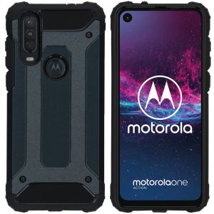 iMoshion Rugged Xtreme Backcover Motorola One Action - Donkerblauw