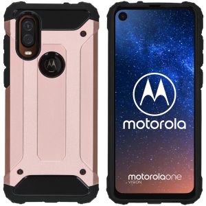 iMoshion Rugged Xtreme Backcover Motorola One Vision - Rosé Goud