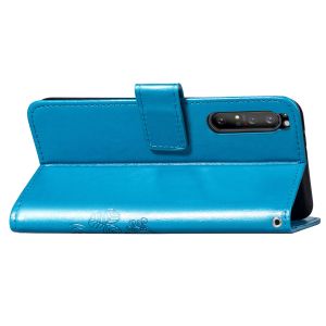 Klavertje Bloemen Bookcase Sony Xperia 1 II - Turquoise