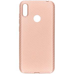 Carbon Softcase Backcover Huawei Y7 (2019) - Rosé Goud