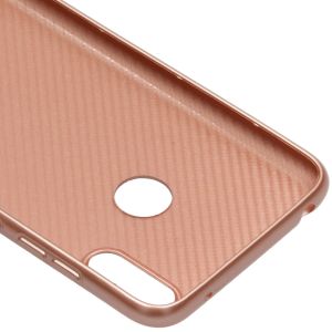Carbon Softcase Backcover Huawei Y7 (2019) - Rosé Goud