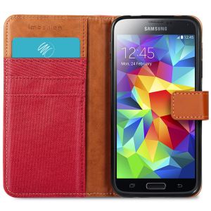 iMoshion Luxe Canvas Bookcase Samsung Galaxy S5 (Plus) / Neo - Rood