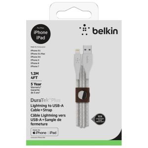 Belkin DuraTek Plus Lightning naar USB kabel - 3 meter - Wit