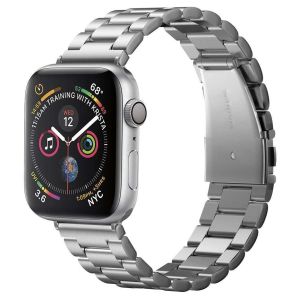 Spigen Modern Fit Steel Watch band voor Apple Watch Series 1-7 / SE -  42/44/45 mm - Zilver | Smartphonehoesjes.nl