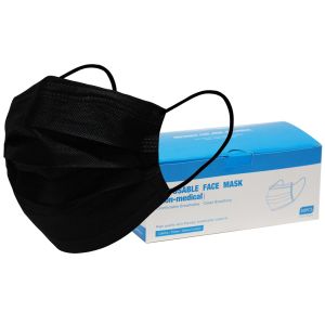 Wegwerp mondkapje met elastiek volwassenen - 50 Pack - Zwart