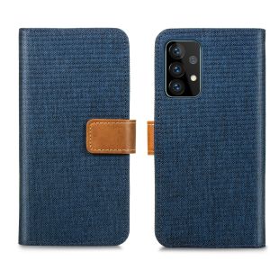 iMoshion Luxe Canvas Bookcase Samsung Galaxy A72 - Donkerblauw