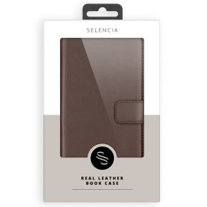 Selencia Echt Lederen Bookcase Samsung Galaxy A70 - Bruin