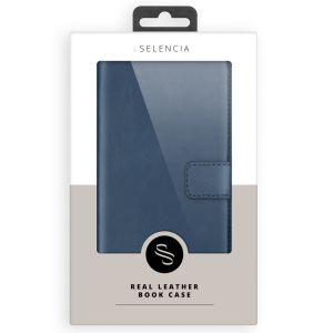 Selencia Echt Lederen Bookcase iPhone 8 Plus / 7 Plus - Blauw