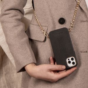 Selencia Aina Slang Hoesje met koord iPhone 12 Mini - Zwart