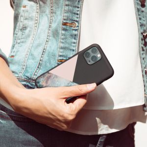 iMoshion Design hoesje iPhone 12 (Pro) - Marmer - Roze / Zwart
